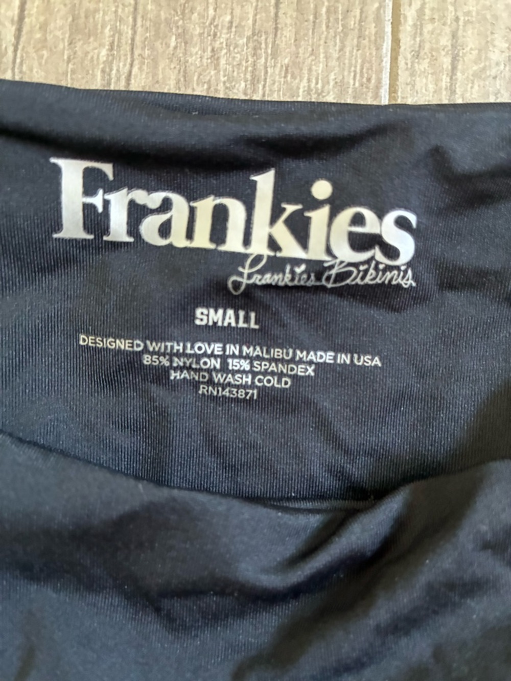 Frankie's Bikinis Ali Skimpy Black Ruffle-Side Thong Swim Bottom Size Small - Picture 2 of 6